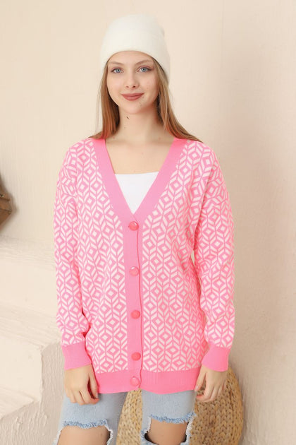 Women's Knitted Cardigan Button Detail by Memnu - MEWS645