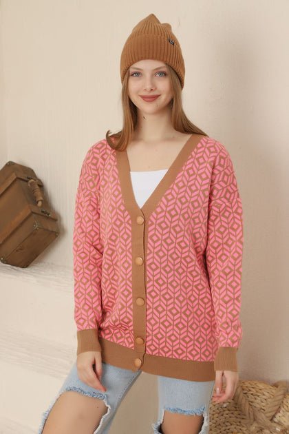 Women's Knitted Cardigan Button Detail by Memnu - MEWS646