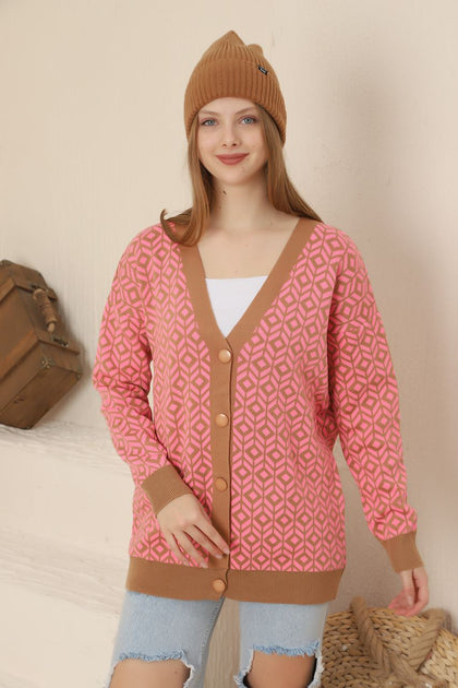 Women's Knitted Cardigan Button Detail by Memnu - MEWS646