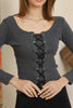 Women's Tie Up Knit Detail Top - WST122