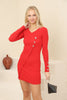 Women's Button Knit Detail Dress - MWSD155