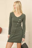 Women's Button Knit Detail Dress - MWSD156