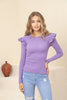 Women's Statement Sleeve Knit Detail Top - WST206