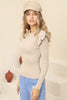 Women's Statement Sleeve Knit Detail Top - WST188