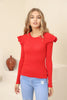 Women's Statement Sleeve Knit Detail Top - WST189