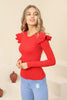 Women's Statement Sleeve Knit Detail Top - WST189