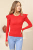 Women's Statement Sleeve Knit Detail Top - WST189