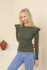 Women's Statement Sleeve Knit Detail Top - WST190