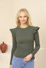 Women's Statement Sleeve Knit Detail Top - WST190