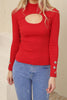 Women's Overlap Button Knit Detail Top - WST194