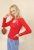 Women's Overlap Button Knit Detail Top - WST194