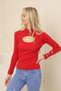 Women's Overlap Button Knit Detail Top - WST194