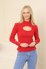 Women's Overlap Button Knit Detail Top - WST194