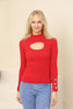 Women's Overlap Button Knit Detail Top - WST194