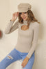 Women's Overlap Button Knit Detail Top - WST195