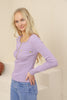 Women's Button Zip Knit Detail Top - WST201