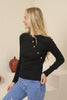 Women's Button Knit Detail Top - WST202