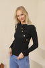 Women's Button Knit Detail Top - WST202