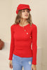 Women's Button Knit Detail Top - WST203