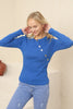 Women's Button Knit Detail Top - WST204