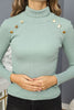 Women's Button Knit Detail High Neck Top - WST211