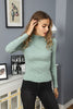 Women's Button Knit Detail High Neck Top - WST211