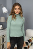 Women's Button Knit Detail High Neck Top - WST211