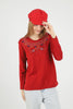 Women's Embroidered Knit Detail Top - WST215