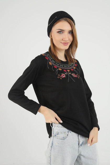 Women's Embroidered Knit Detail Top - WST216