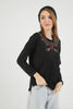 Women's Embroidered Knit Detail Top - WST216