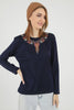 Women's Embroidered Knit Detail Top - WST219