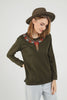 Women's Embroidered Knit Detail Top - WST221