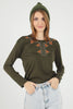 Women's Embroidered Knit Detail Top - WST222