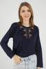 Women's Embroidered Knit Detail Top - WST224