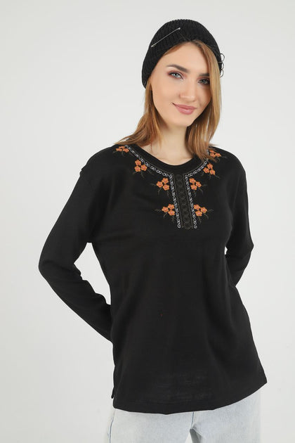 Women's Embroidered Knit Detail Top - WST225