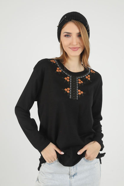 Women's Embroidered Knit Detail Top - WST225