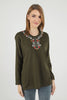 Women's Embroidered Knit Detail Top - WST228