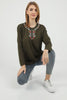 Women's Embroidered Knit Detail Top - WST228