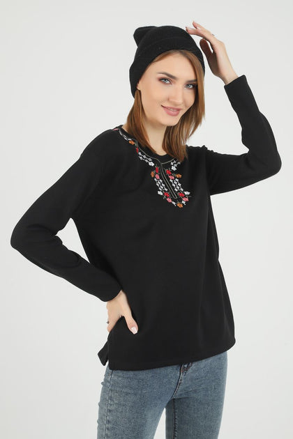 Women's Embroidered Knit Detail Top - WST229