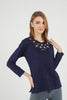 Women's Embroidered Knit Detail Top - WST230