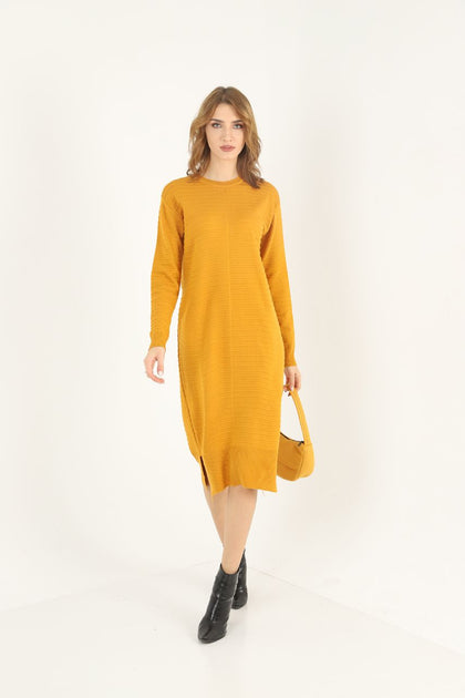 Womens Knitted Pattern Detail Dress MEWKND275