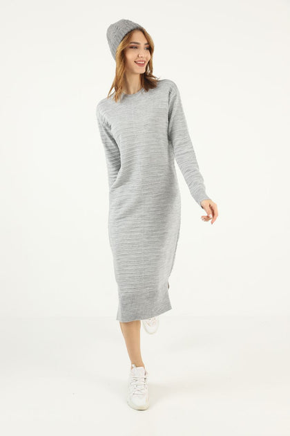 Womens Knitted Pattern Detail Dress MEWKND278