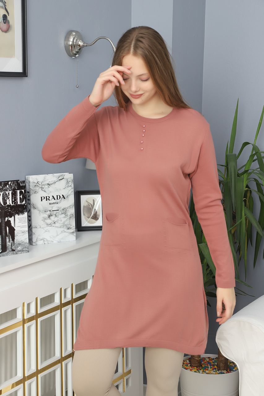 Womens Knitted Pattern Pocket Detail Dress MEWKND317