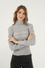 Women's Puff Detail Knitted High Neck Light Sweater by Memnu - MEWS667