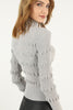 Women's Puff Detail Knitted High Neck Light Sweater by Memnu - MEWS667