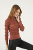 Women's Puff Detail Knitted High Neck Light Sweater by Memnu - MEWS668