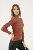 Women's Puff Detail Knitted High Neck Light Sweater by Memnu - MEWS668