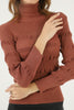 Women's Puff Detail Knitted High Neck Light Sweater by Memnu - MEWS668