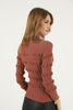 Women's Puff Detail Knitted High Neck Light Sweater by Memnu - MEWS668