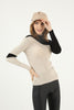 Women's Contrast Detail Knitted High Neck Light Sweater by Memnu - MEWS672